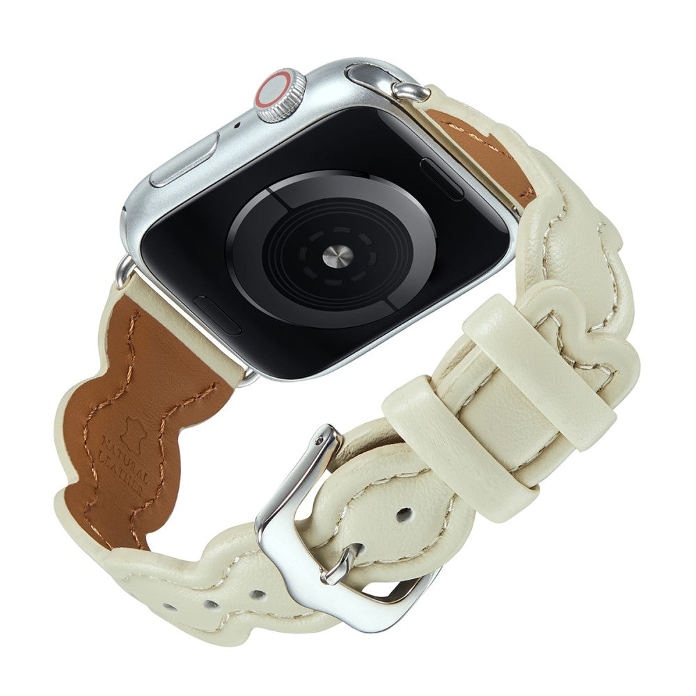 Meget nydelig Universal Apple Ægte læder Rem - Hvid#serie_5