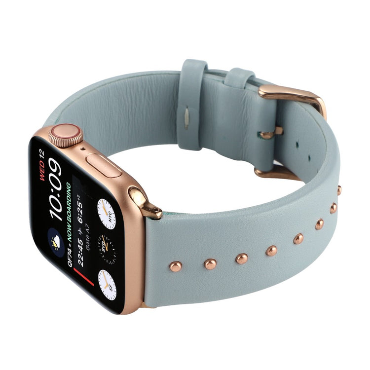Super Sejt Ægte Læder Universal Rem passer til Apple Smartwatch - Blå#serie_2