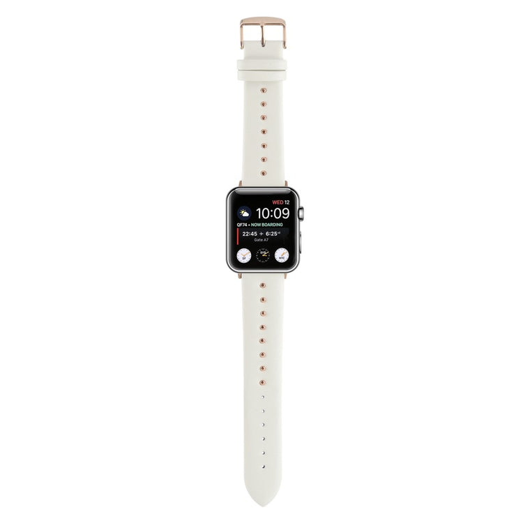 Super Sejt Ægte Læder Universal Rem passer til Apple Smartwatch - Hvid#serie_4