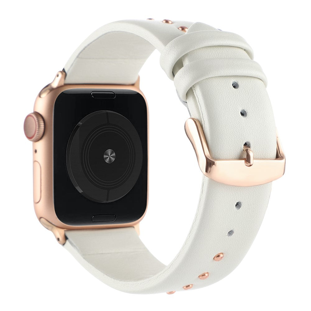 Super Sejt Ægte Læder Universal Rem passer til Apple Smartwatch - Hvid#serie_4