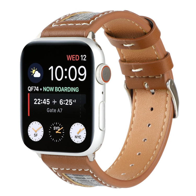 Mega Fed Kunstlæder Og Nylon Universal Rem passer til Apple Smartwatch - Blå#serie_1