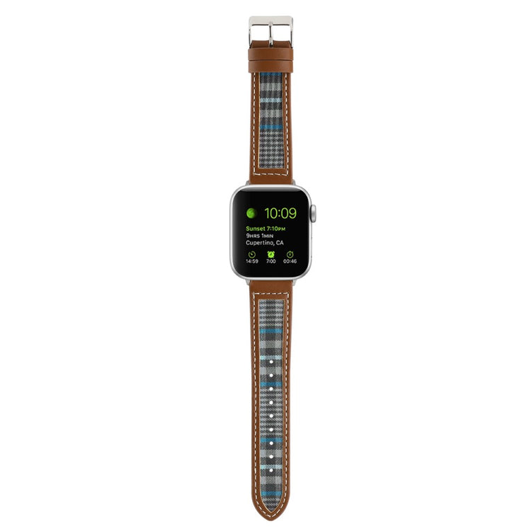 Mega Fed Kunstlæder Og Nylon Universal Rem passer til Apple Smartwatch - Blå#serie_1