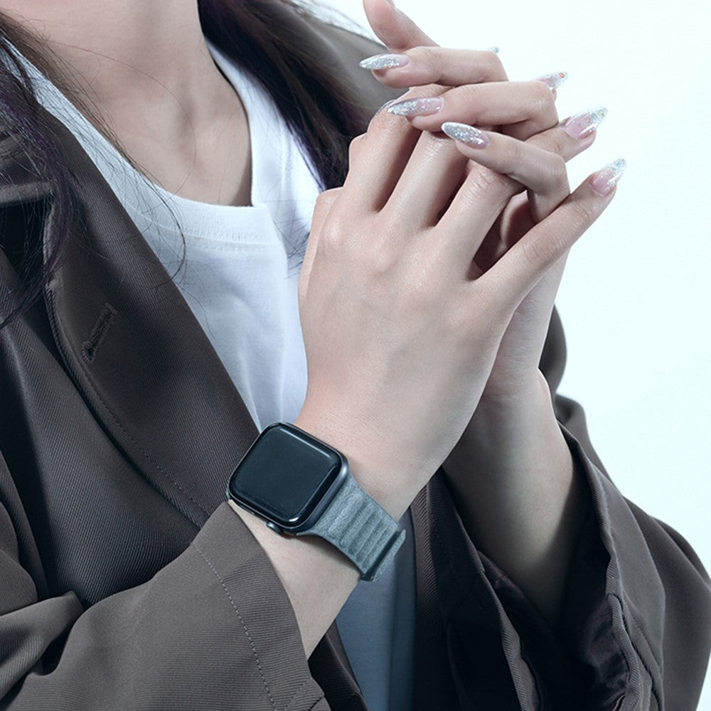 Rigtigt Elegant Kunstlæder Universal Rem passer til Apple Smartwatch - Sølv#serie_2