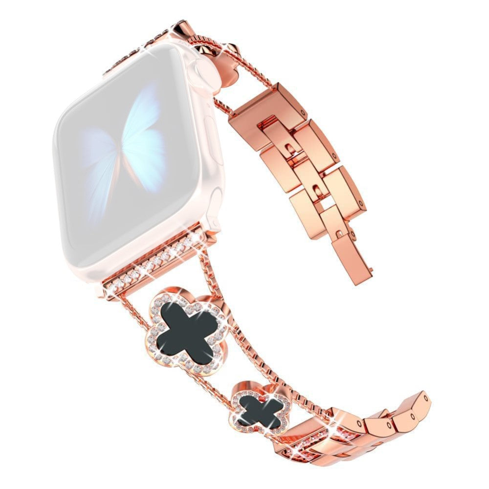 Skøn Metal Og Rhinsten Universal Rem passer til Apple Smartwatch - Pink#serie_1