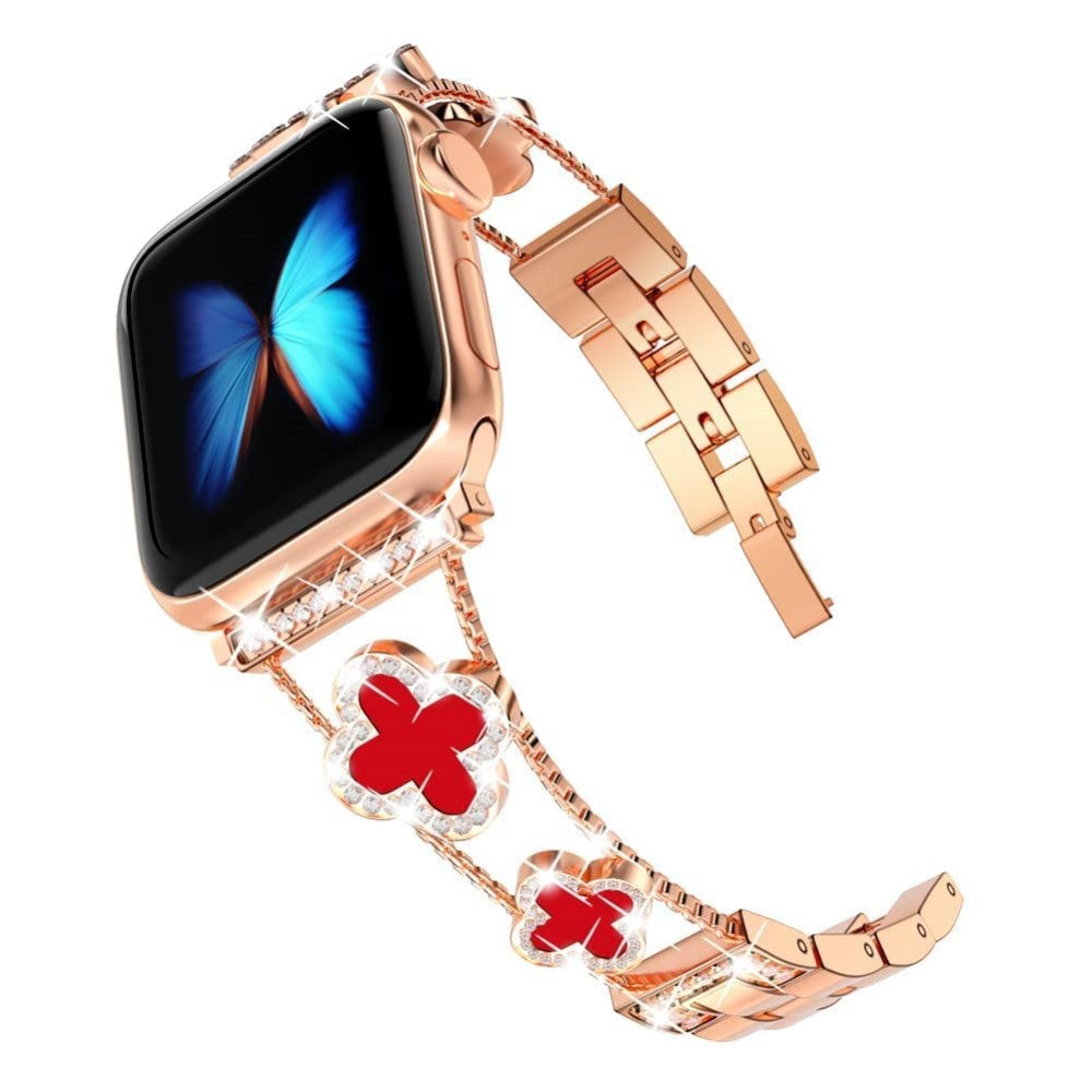Skøn Metal Og Rhinsten Universal Rem passer til Apple Smartwatch - Pink#serie_2