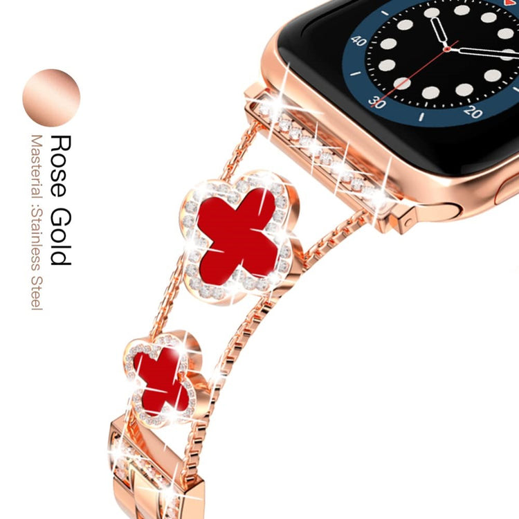 Skøn Metal Og Rhinsten Universal Rem passer til Apple Smartwatch - Pink#serie_2