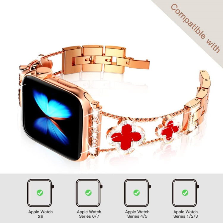 Skøn Metal Og Rhinsten Universal Rem passer til Apple Smartwatch - Pink#serie_2
