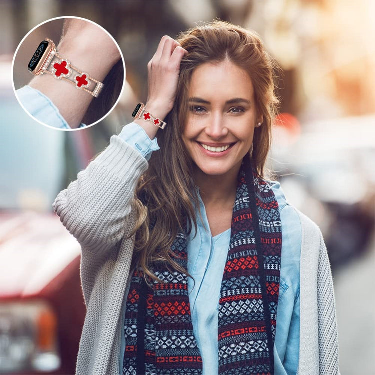 Skøn Metal Og Rhinsten Universal Rem passer til Apple Smartwatch - Pink#serie_2