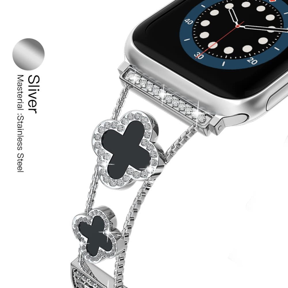 Skøn Metal Og Rhinsten Universal Rem passer til Apple Smartwatch - Hvid#serie_3
