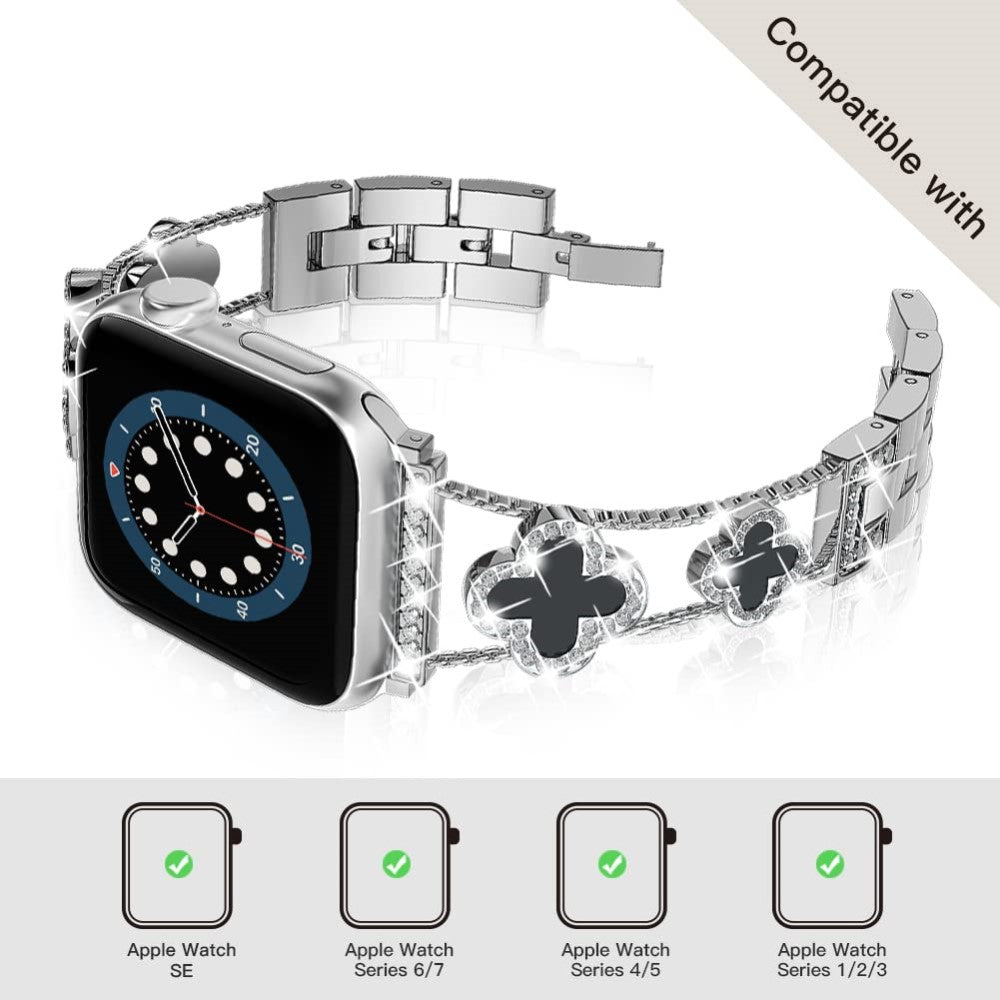 Skøn Metal Og Rhinsten Universal Rem passer til Apple Smartwatch - Hvid#serie_3