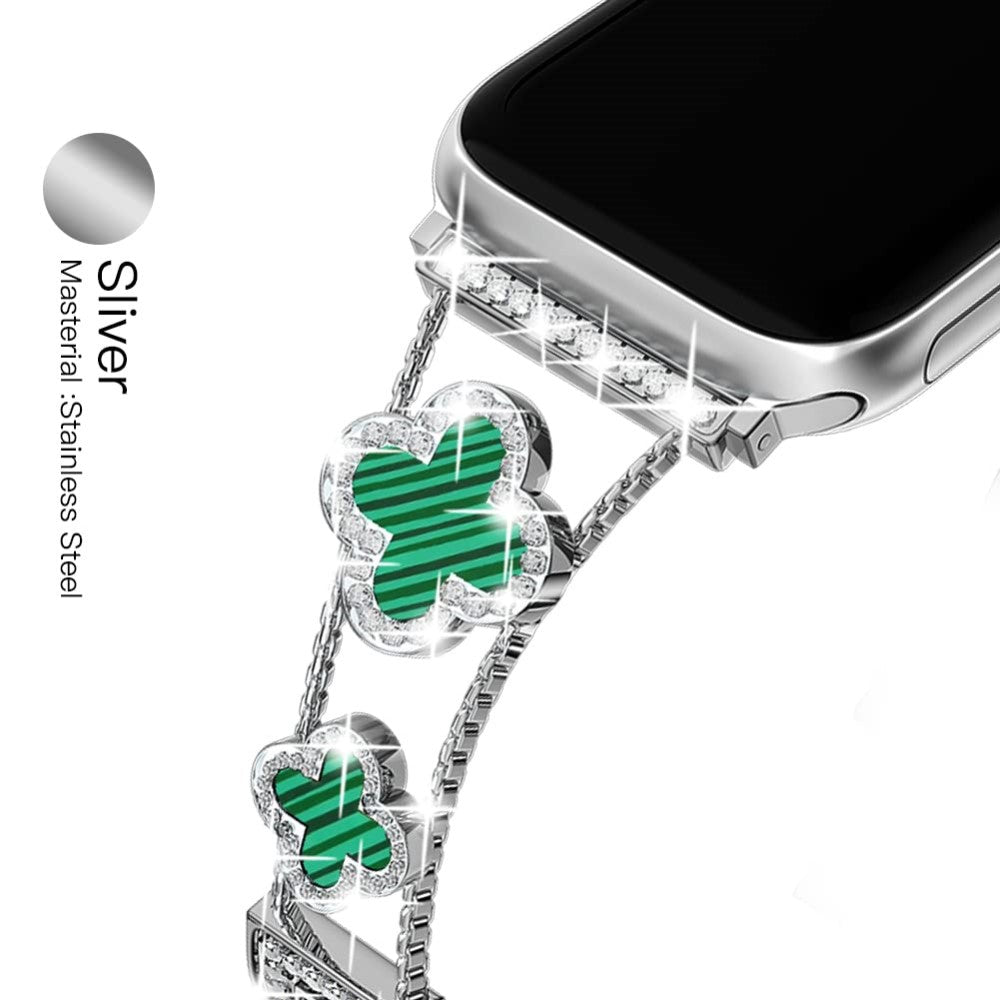 Skøn Metal Og Rhinsten Universal Rem passer til Apple Smartwatch - Grøn#serie_4