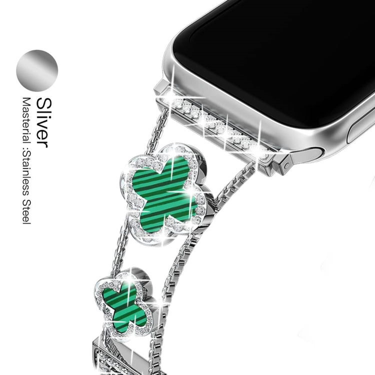 Skøn Metal Og Rhinsten Universal Rem passer til Apple Smartwatch - Grøn#serie_4