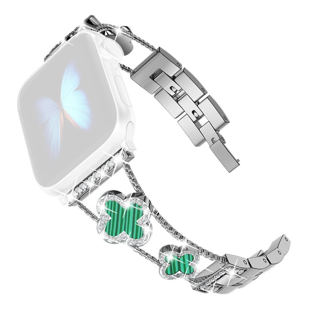 Skøn Metal Og Rhinsten Universal Rem passer til Apple Smartwatch - Grøn#serie_4