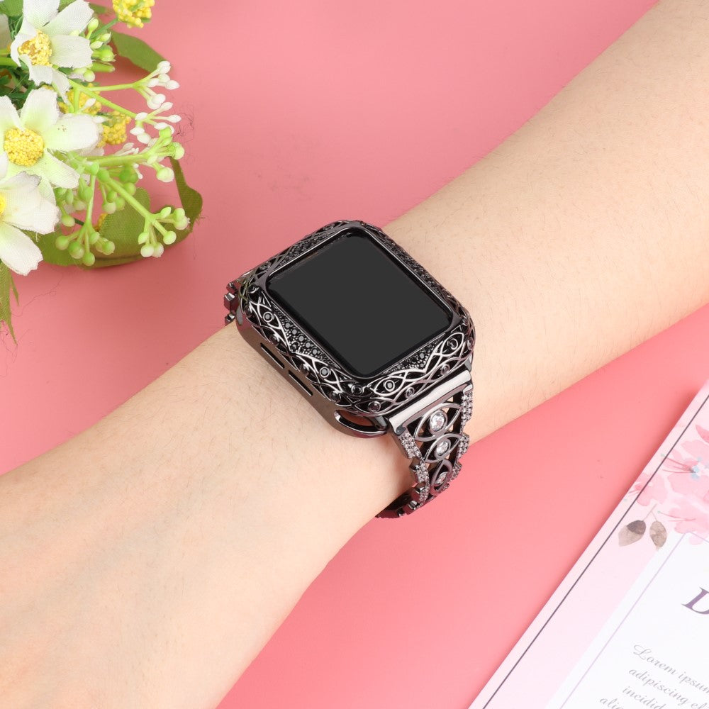 Skøn Metal Og Rhinsten Universal Rem passer til Apple Smartwatch - Sort#serie_1