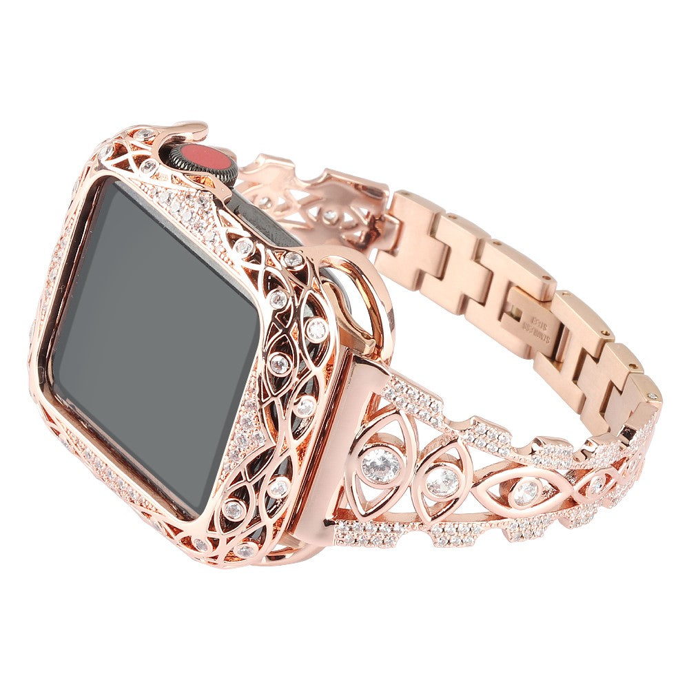 Skøn Metal Og Rhinsten Universal Rem passer til Apple Smartwatch - Guld#serie_2