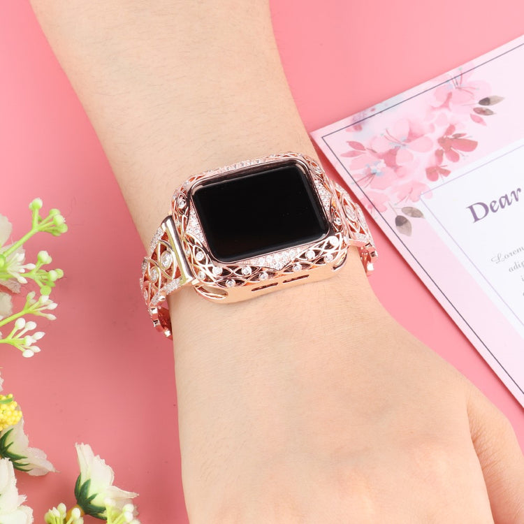 Skøn Metal Og Rhinsten Universal Rem passer til Apple Smartwatch - Guld#serie_2