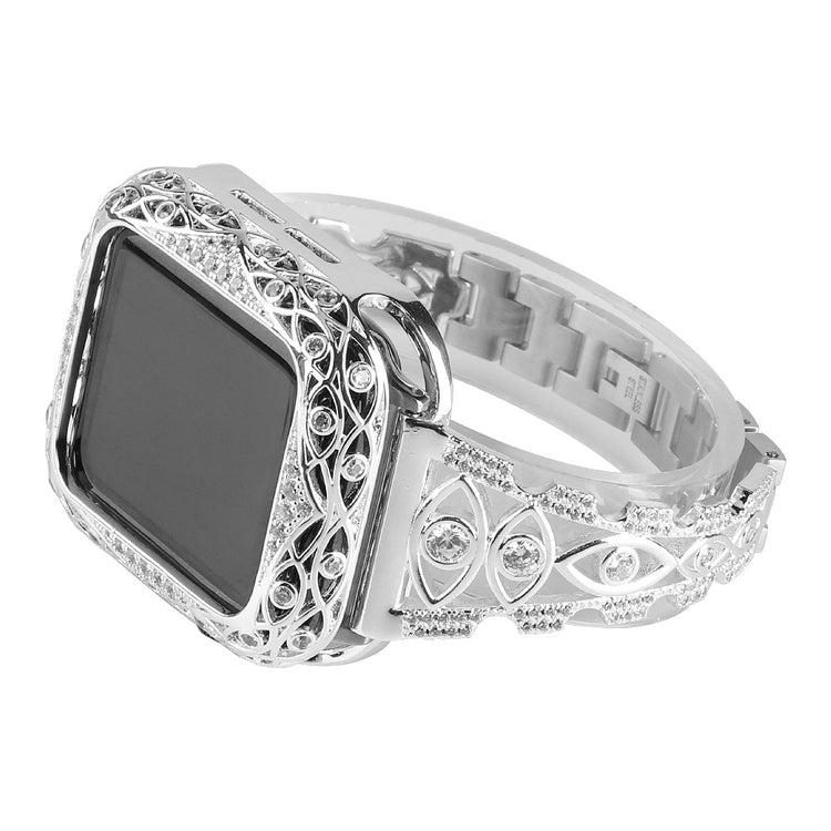 Skøn Metal Og Rhinsten Universal Rem passer til Apple Smartwatch - Sølv#serie_3
