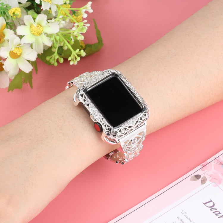 Skøn Metal Og Rhinsten Universal Rem passer til Apple Smartwatch - Sølv#serie_3