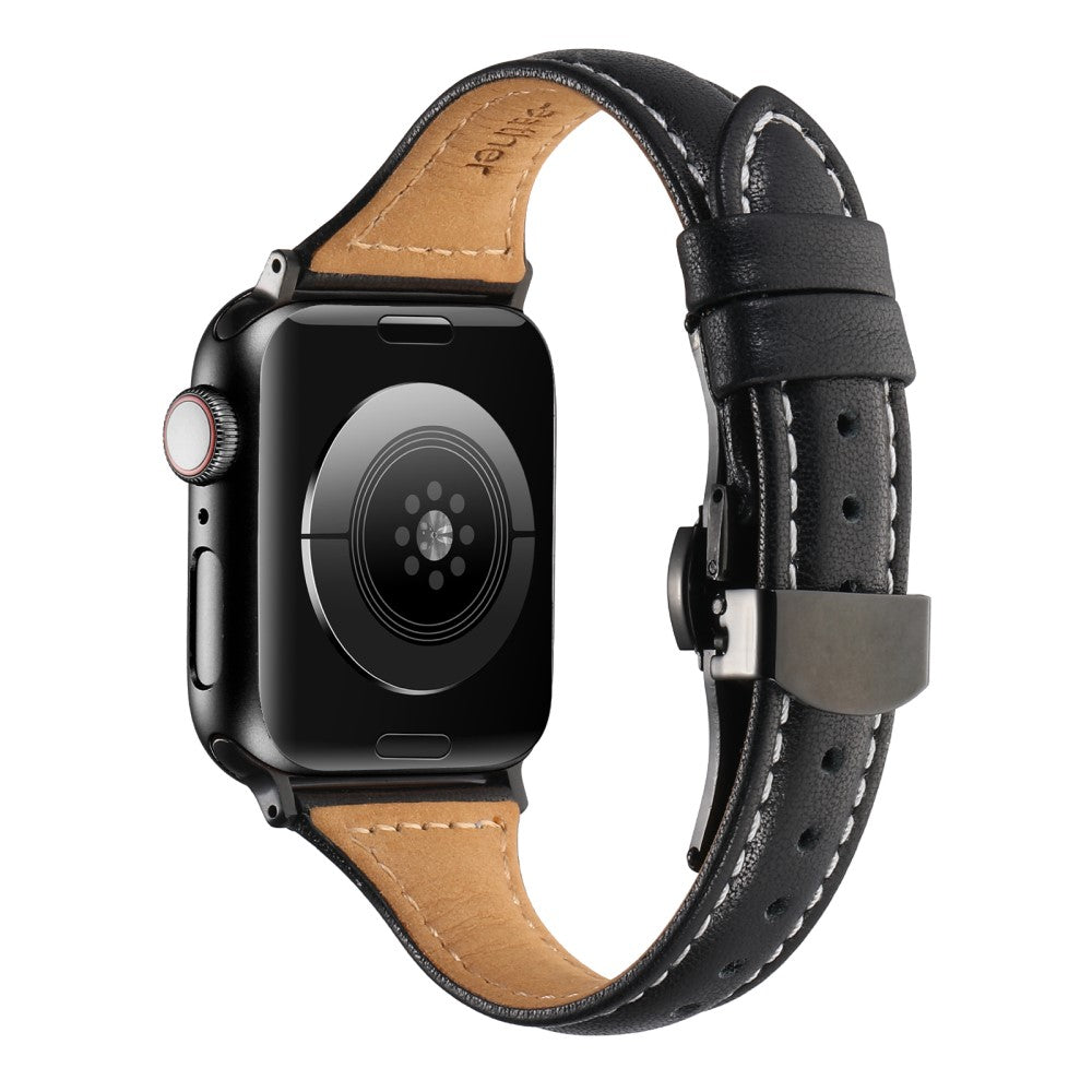 Rigtigt Cool Ægte Læder Universal Rem passer til Apple Smartwatch - Sort#serie_3