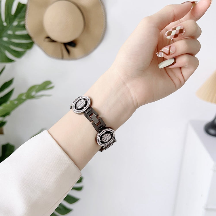 Klassisk Metal Og Rhinsten Universal Rem passer til Apple Smartwatch - Sort#serie_1