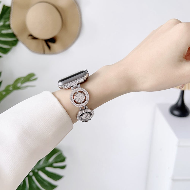 Klassisk Metal Og Rhinsten Universal Rem passer til Apple Smartwatch - Sølv#serie_4