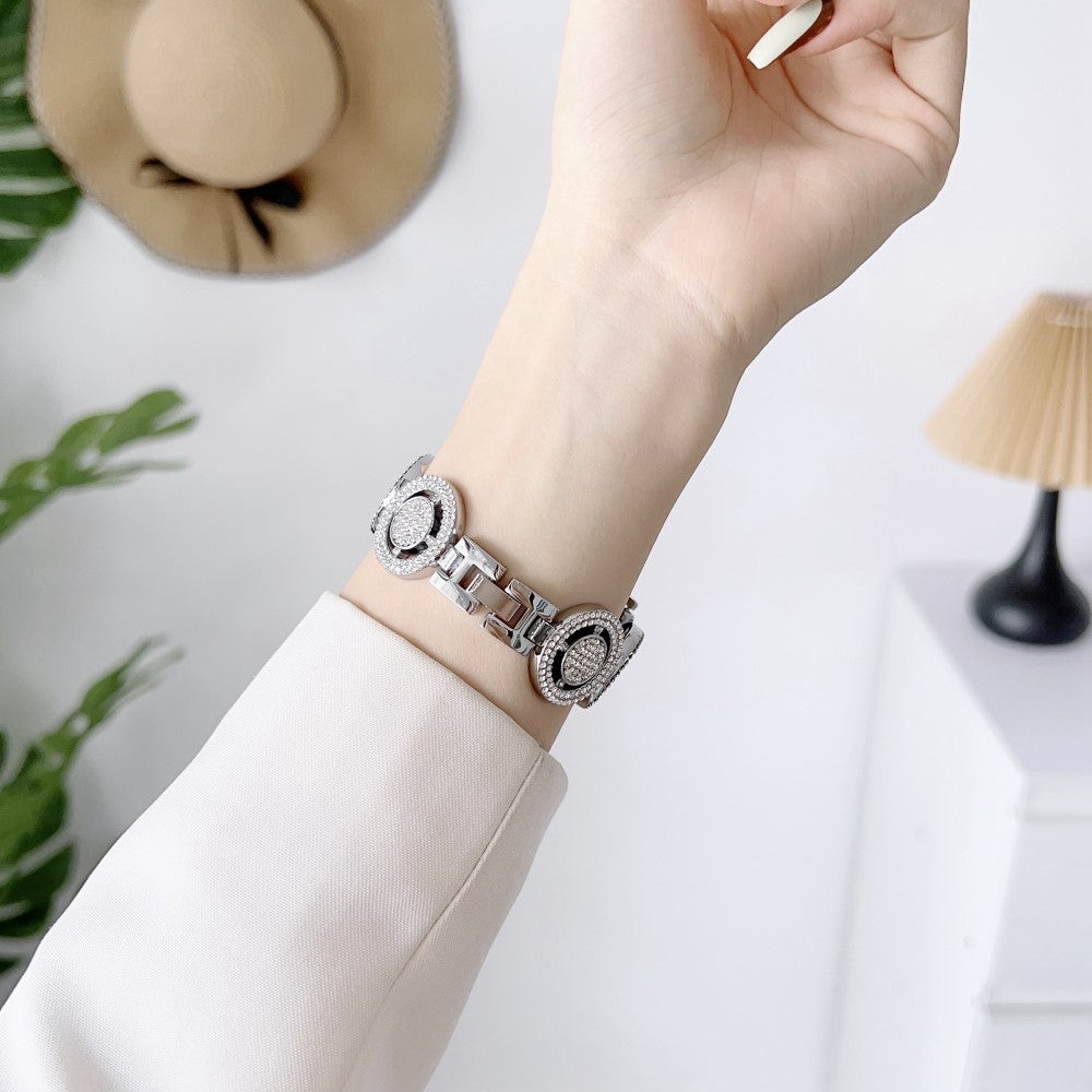 Klassisk Metal Og Rhinsten Universal Rem passer til Apple Smartwatch - Sølv#serie_4