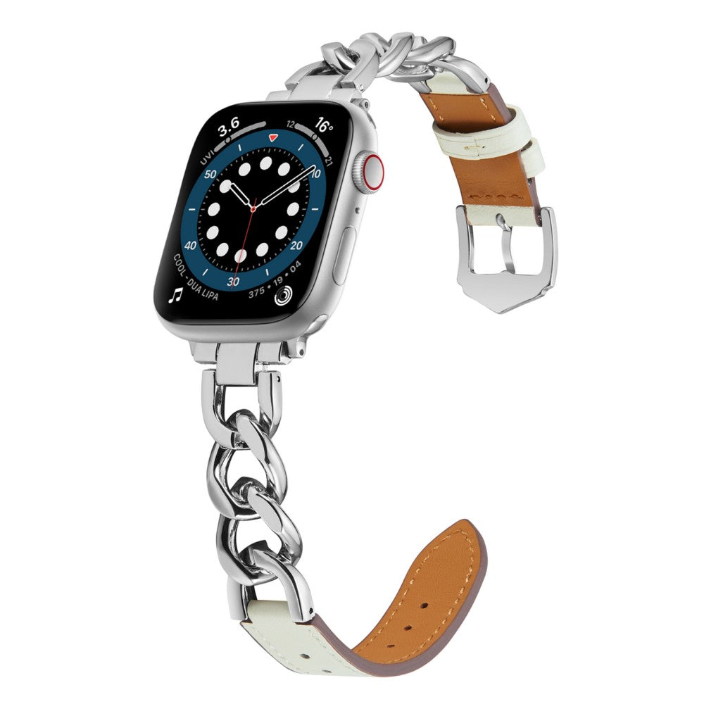 Elegant Metal Og Kunstlæder Universal Rem passer til Apple Smartwatch - Sølv#serie_3