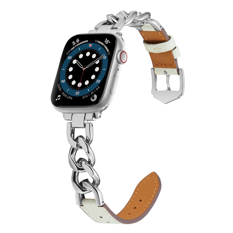 Elegant Metal Og Kunstlæder Universal Rem passer til Apple Smartwatch - Sølv#serie_3