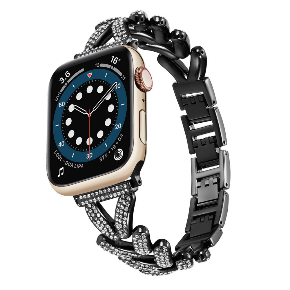 Superflot Metal Og Rhinsten Universal Rem passer til Apple Smartwatch - Sort#serie_1