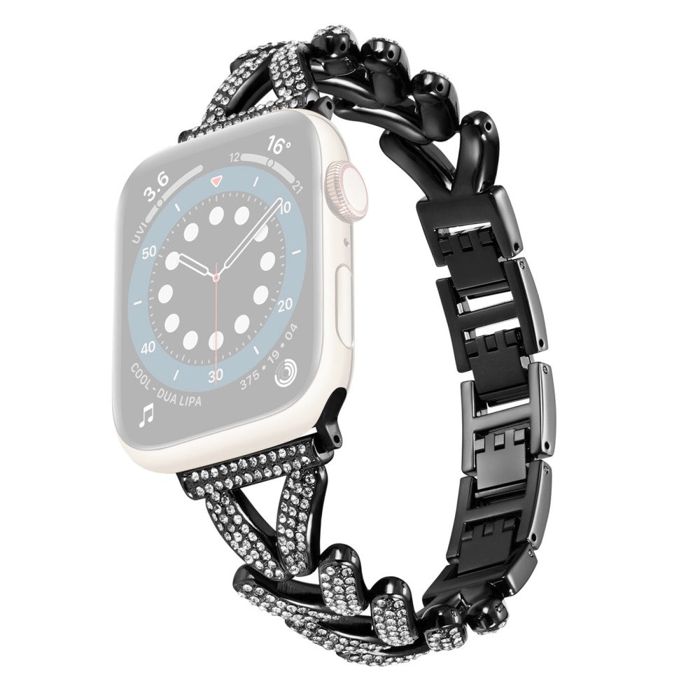 Superflot Metal Og Rhinsten Universal Rem passer til Apple Smartwatch - Sort#serie_1
