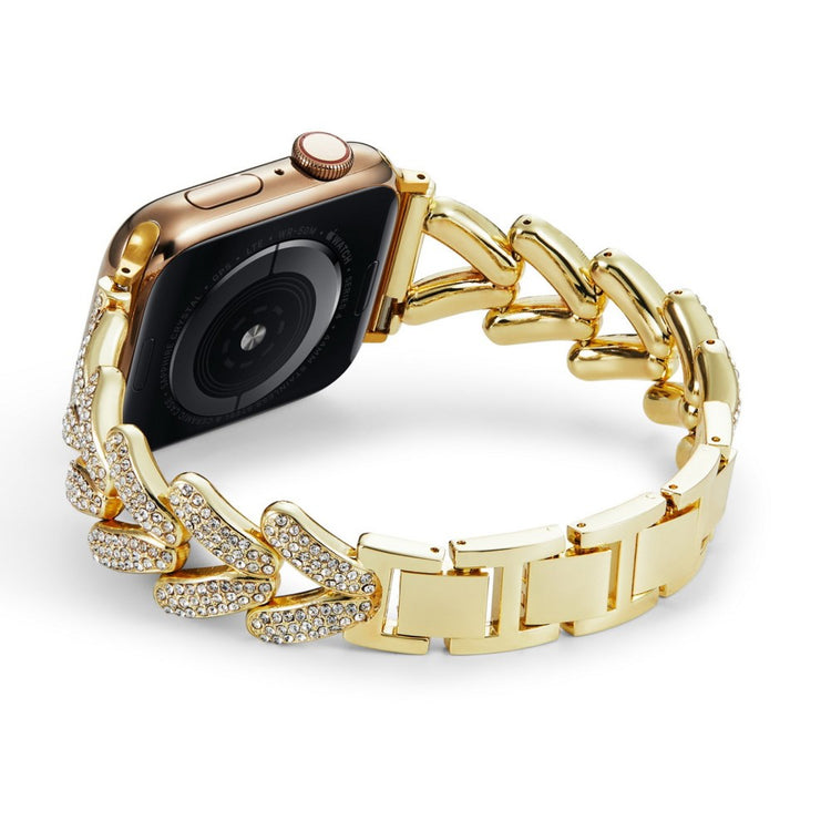 Superflot Metal Og Rhinsten Universal Rem passer til Apple Smartwatch - Guld#serie_2