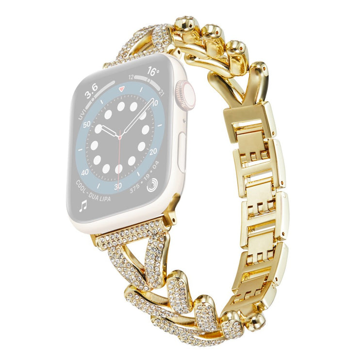 Superflot Metal Og Rhinsten Universal Rem passer til Apple Smartwatch - Guld#serie_2