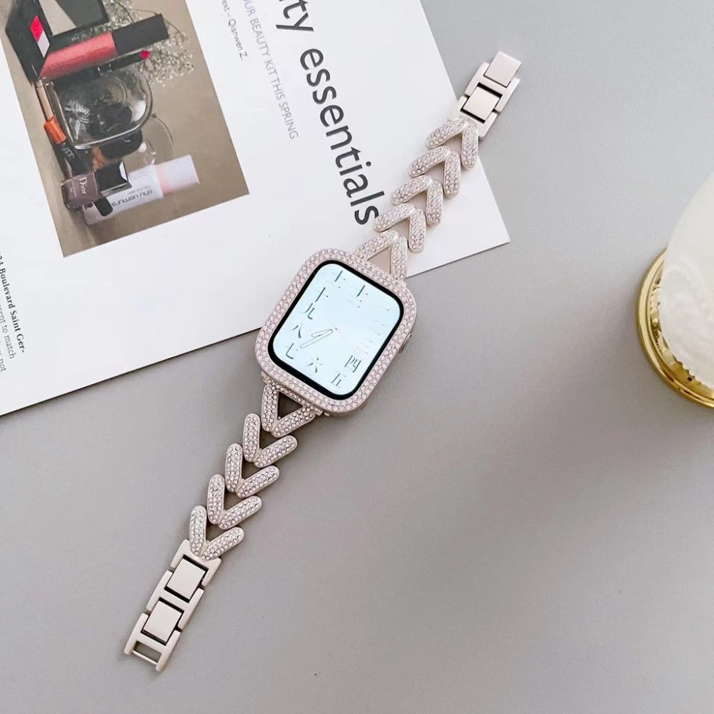Superflot Metal Og Rhinsten Universal Rem passer til Apple Smartwatch - Sølv#serie_3