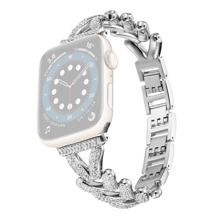 Superflot Metal Og Rhinsten Universal Rem passer til Apple Smartwatch - Sølv#serie_4