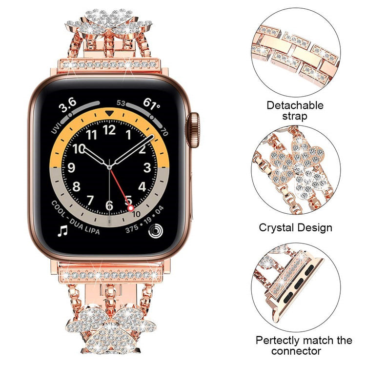 Mega Fint Metal Og Rhinsten Universal Rem passer til Apple Smartwatch - Pink#serie_1