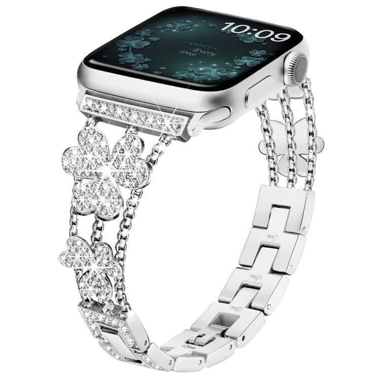 Mega Fint Metal Og Rhinsten Universal Rem passer til Apple Smartwatch - Sølv#serie_2