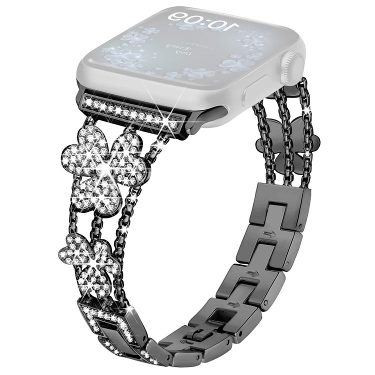 Mega Fint Metal Og Rhinsten Universal Rem passer til Apple Smartwatch - Sort#serie_4
