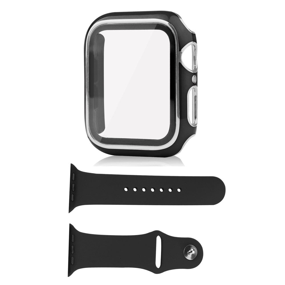 Universal Apple Plastik Cover med Cover og Hærdet Glas - Sort#serie_1