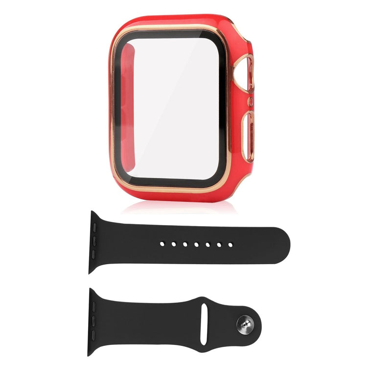 Universal Apple Plastik Cover med Cover og Hærdet Glas - Rød#serie_7