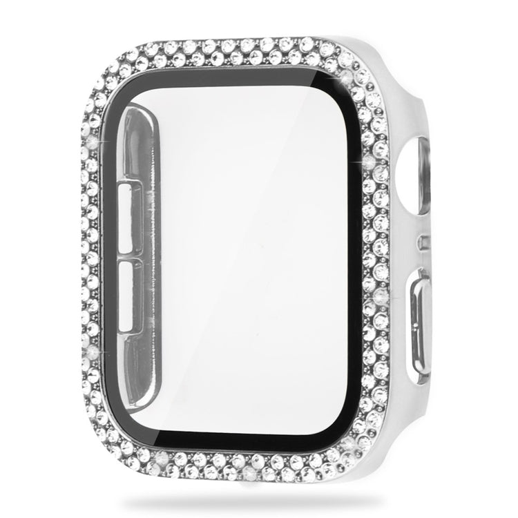 Mega Fint Universal Apple Cover med Skærmbeskytter i Plastik, Rhinsten og Hærdet Glas - Sølv#serie_2