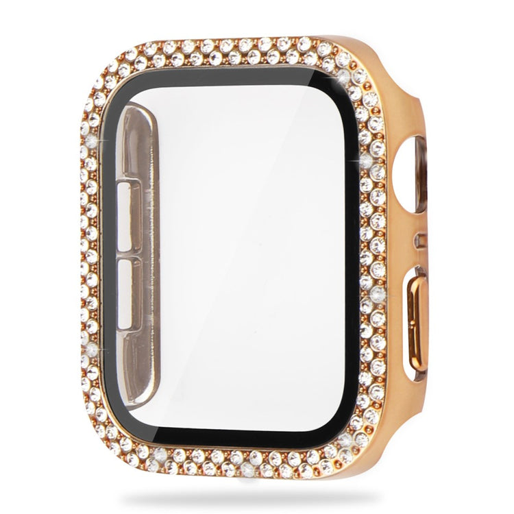 Mega Fint Universal Apple Cover med Skærmbeskytter i Plastik, Rhinsten og Hærdet Glas - Guld#serie_7