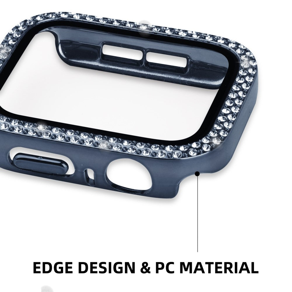 Mega Fint Universal Apple Cover med Skærmbeskytter i Plastik, Rhinsten og Hærdet Glas - Blå#serie_8