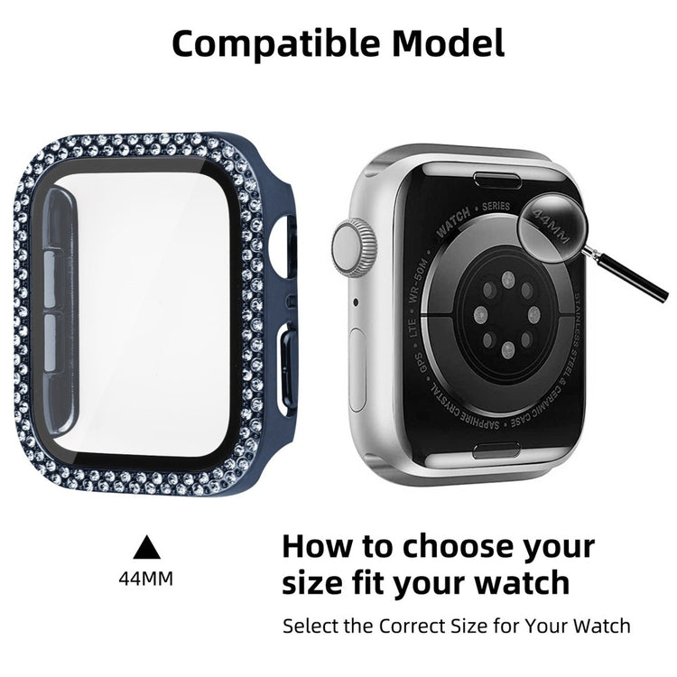 Mega Fint Universal Apple Cover med Skærmbeskytter i Plastik, Rhinsten og Hærdet Glas - Blå#serie_8