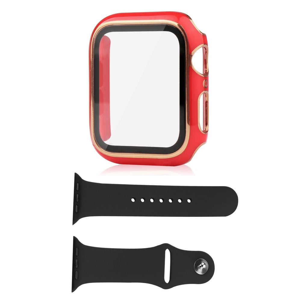 Universal Apple Plastik Cover med Cover og Hærdet Glas - Rød#serie_7