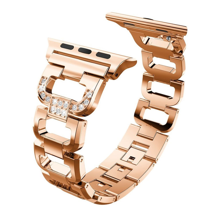 Superflot Apple Watch Series 1-3 42mm Metal og Rhinsten Rem - Pink#serie_2
