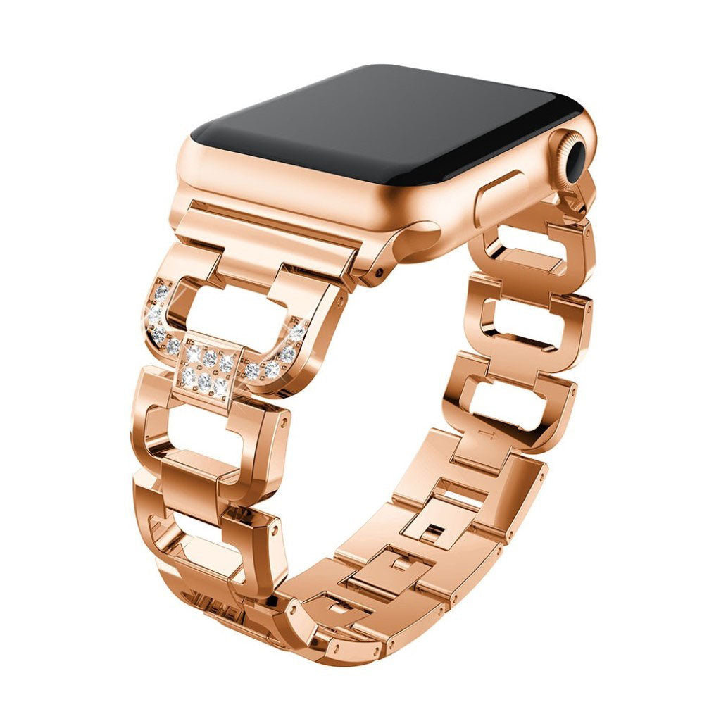 Superflot Apple Watch Series 1-3 42mm Metal og Rhinsten Rem - Pink#serie_2