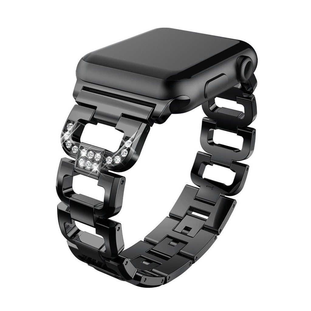 Superflot Apple Watch Series 1-3 42mm Metal og Rhinsten Rem - Sort#serie_3