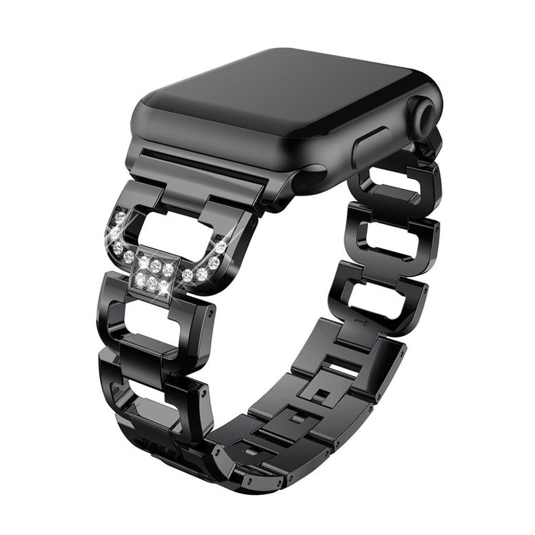 Superflot Apple Watch Series 1-3 42mm Metal og Rhinsten Rem - Sort#serie_3