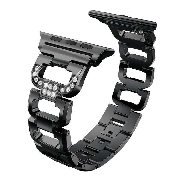 Superflot Apple Watch Series 1-3 42mm Metal og Rhinsten Rem - Sort#serie_3
