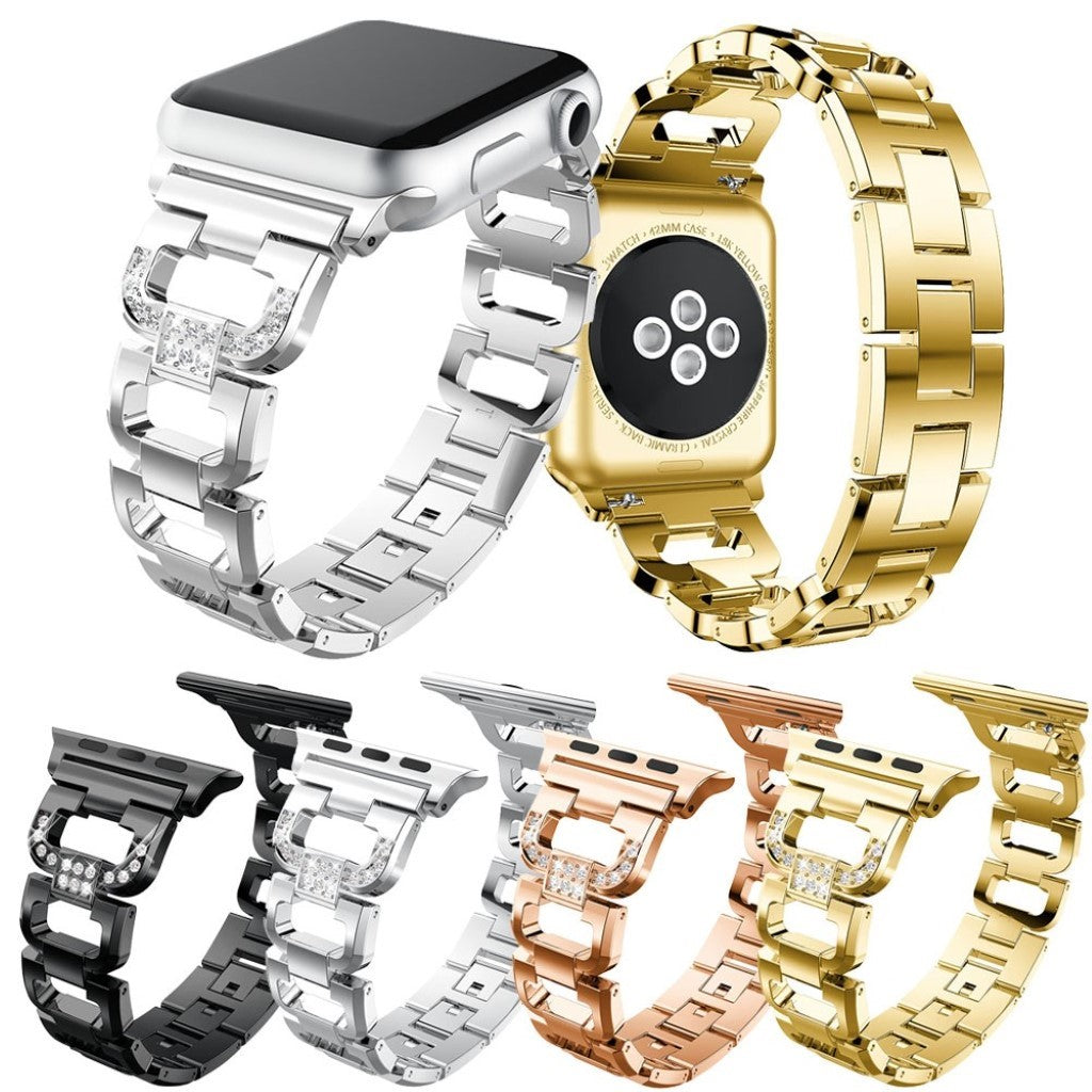 Superflot Apple Watch Series 1-3 42mm Metal og Rhinsten Rem - Sort#serie_3